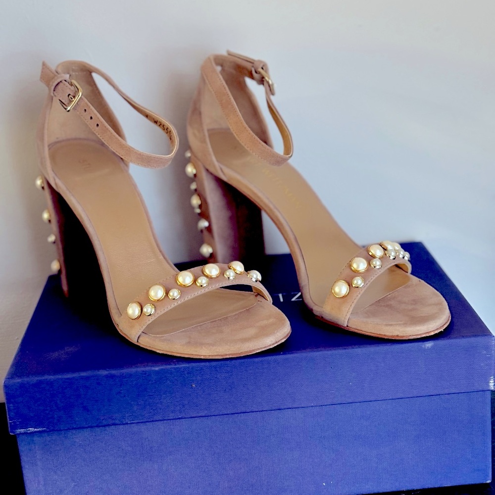 Stuart Weitzman More pearls suede sandal